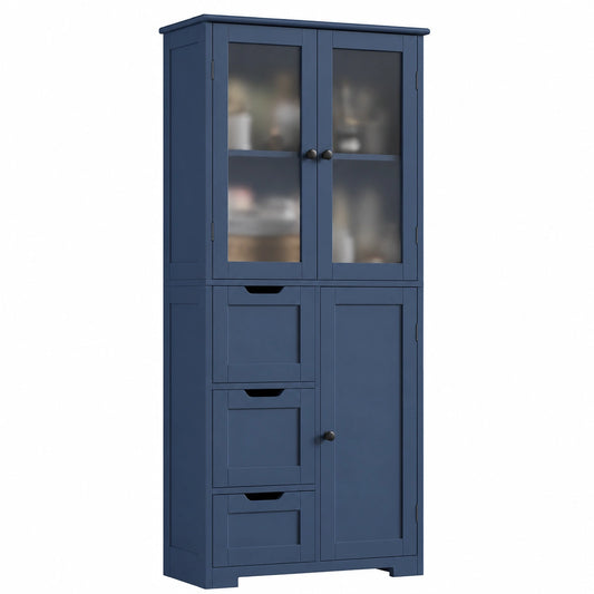 Armoire, avec rangement, avec tiroirs, avec portes, coloris bleu, 143,2 x 60 x 30 cm, pour la chambre