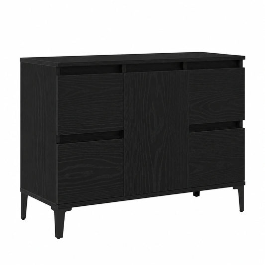 Ensemble de meubles de salle de bain, en chêne, avec rangement, avec étagères, coloris noir, 80 x 33 x 60 cm, pour la salle de bain