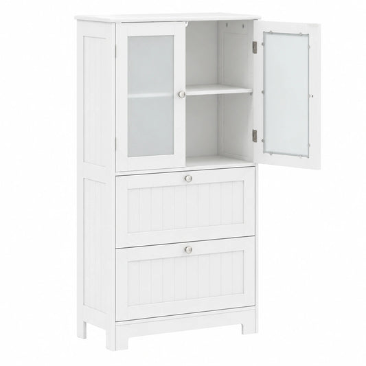 Armoire, en verre, réglable, avec tiroirs, avec étagères, coloris blanc, 60 x 30 x 108 cm, pour la chambre