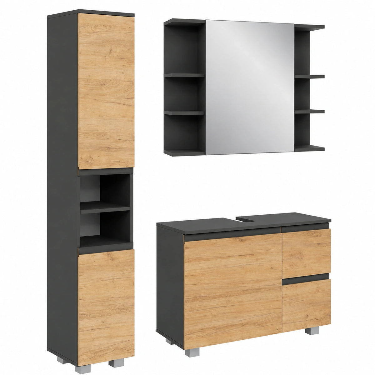 Ensemble de meubles de salle de bain, coloris gris, pour la salle de bain