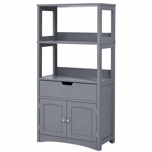 Armoire, avec rangement, avec tiroirs, coloris blanc et gris, 60 x 32,5 x 122 cm, pour la chambre
