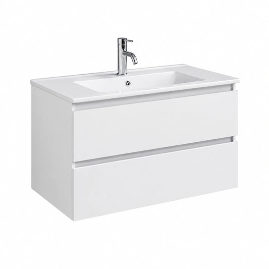 Ensemble de meubles de salle de bain, avec tiroirs, coloris blanc, pour la salle de bain
