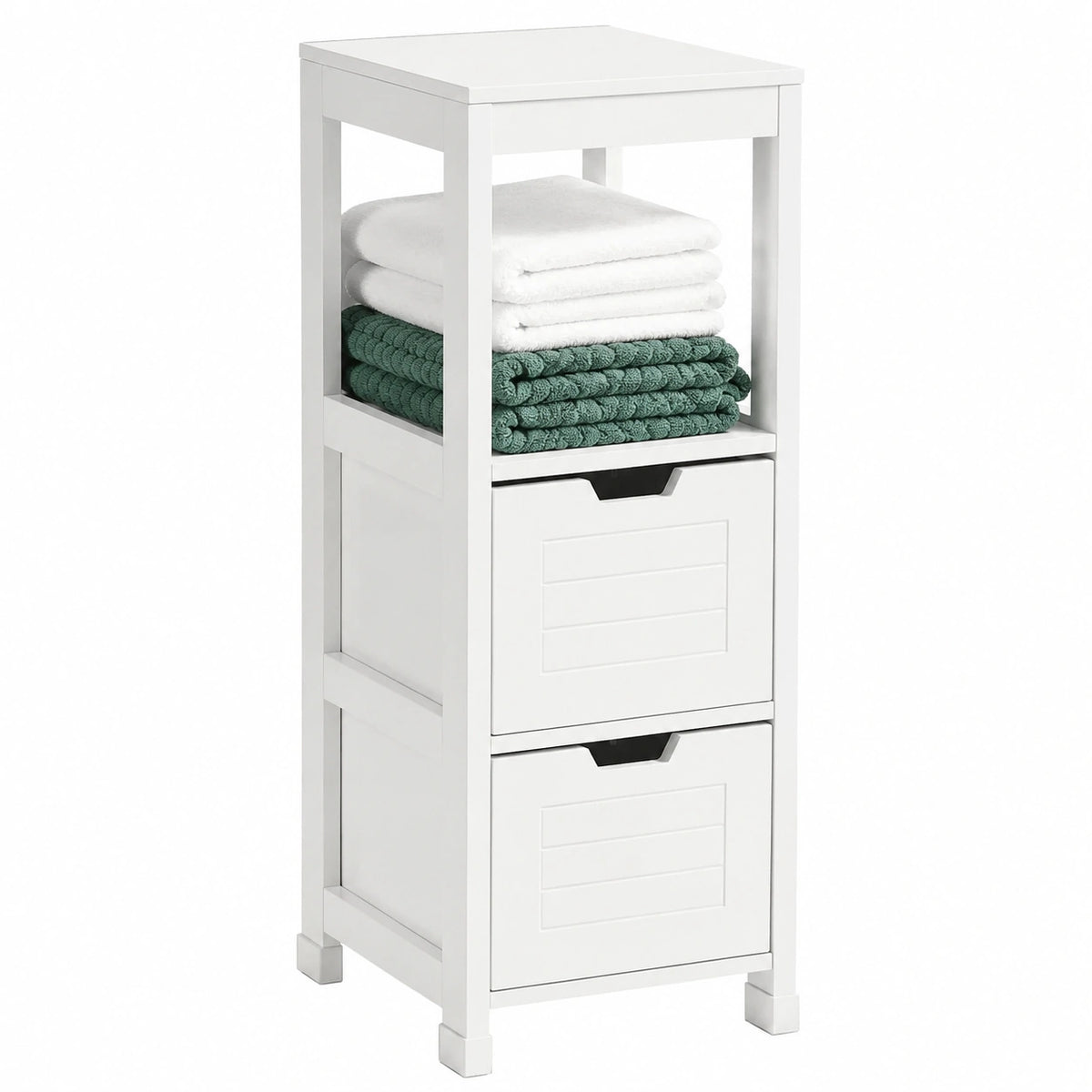 Commode, coloris blanc, 30 x 89 x 30 cm, pour la chambre ou le salon