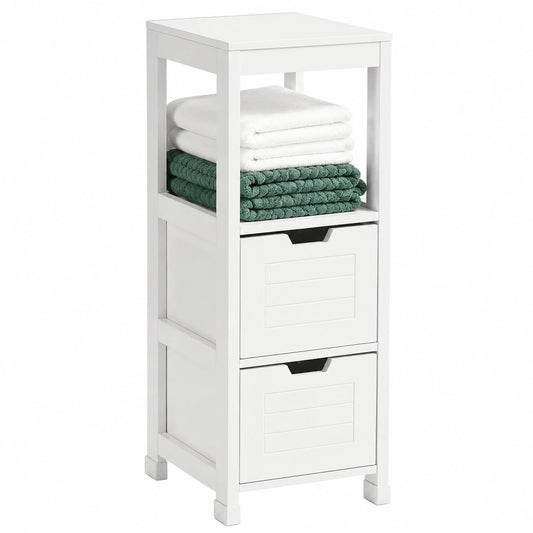 Commode, coloris blanc, 30 x 89 x 30 cm, pour la chambre ou le salon