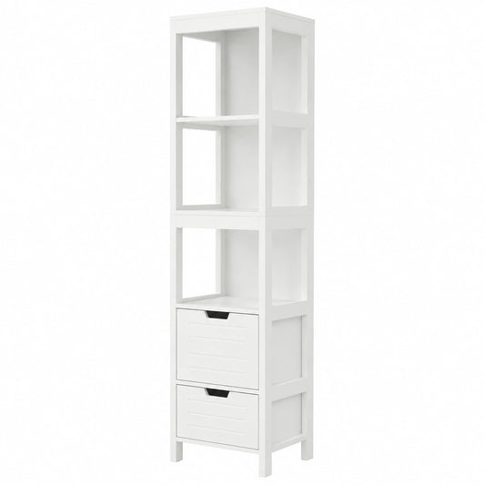 Meuble polyvalent, avec rangement, avec tiroirs, 30 x 30 x 145 cm, coloris blanc, pour les espaces de vie